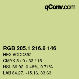 Color code: RGB 205.1 216.8 146 | qconv.com