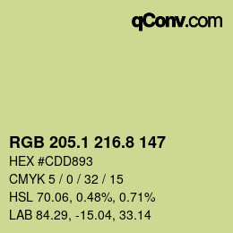 カラーコード: RGB 205.1 216.8 147 | qconv.com