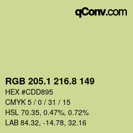 カラーコード: RGB 205.1 216.8 149 | qconv.com
