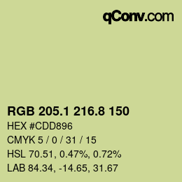 カラーコード: RGB 205.1 216.8 150 | qconv.com