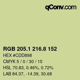 カラーコード: RGB 205.1 216.8 152 | qconv.com