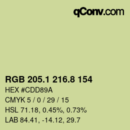 カラーコード: RGB 205.1 216.8 154 | qconv.com