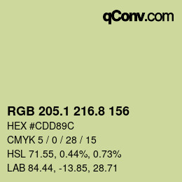 Color code: RGB 205.1 216.8 156 | qconv.com