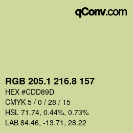 カラーコード: RGB 205.1 216.8 157 | qconv.com