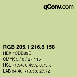 カラーコード: RGB 205.1 216.8 158 | qconv.com