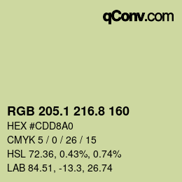 Color code: RGB 205.1 216.8 160 | qconv.com