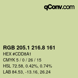 カラーコード: RGB 205.1 216.8 161 | qconv.com