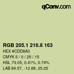 カラーコード: RGB 205.1 216.8 163 | qconv.com