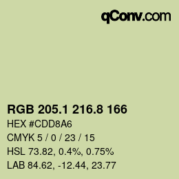 Color code: RGB 205.1 216.8 166 | qconv.com
