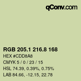 カラーコード: RGB 205.1 216.8 168 | qconv.com