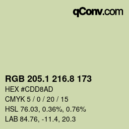 カラーコード: RGB 205.1 216.8 173 | qconv.com