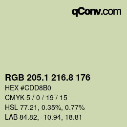 カラーコード: RGB 205.1 216.8 176 | qconv.com