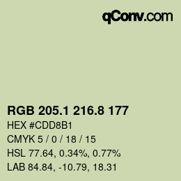 Farbcode: RGB 205.1 216.8 177 | qconv.com