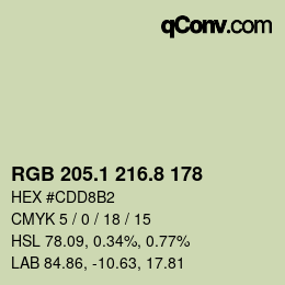 Farbcode: RGB 205.1 216.8 178 | qconv.com