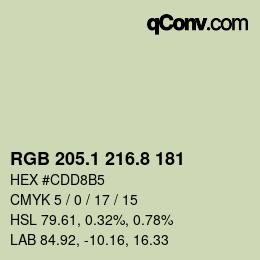 カラーコード: RGB 205.1 216.8 181 | qconv.com