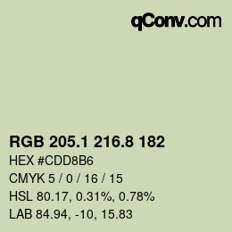 Color code: RGB 205.1 216.8 182 | qconv.com