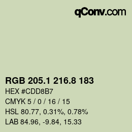Color code: RGB 205.1 216.8 183 | qconv.com
