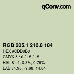 Color code: RGB 205.1 216.8 184 | qconv.com