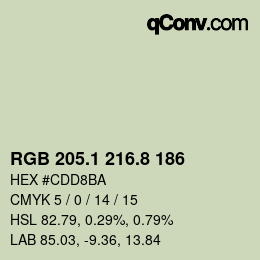 Color code: RGB 205.1 216.8 186 | qconv.com