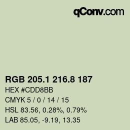 Color code: RGB 205.1 216.8 187 | qconv.com