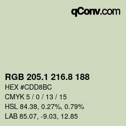 カラーコード: RGB 205.1 216.8 188 | qconv.com