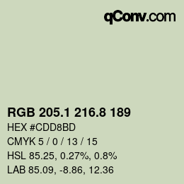 カラーコード: RGB 205.1 216.8 189 | qconv.com