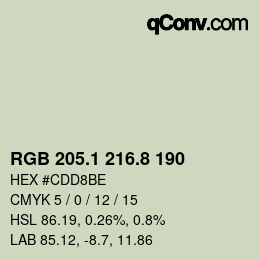カラーコード: RGB 205.1 216.8 190 | qconv.com
