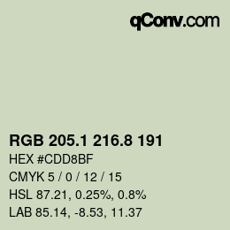 カラーコード: RGB 205.1 216.8 191 | qconv.com