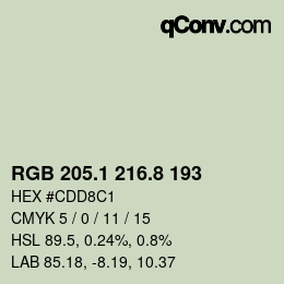 カラーコード: RGB 205.1 216.8 193 | qconv.com