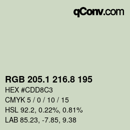 Color code: RGB 205.1 216.8 195 | qconv.com