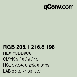 カラーコード: RGB 205.1 216.8 198 | qconv.com