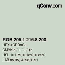 カラーコード: RGB 205.1 216.8 200 | qconv.com