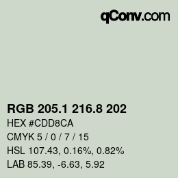 Farbcode: RGB 205.1 216.8 202 | qconv.com