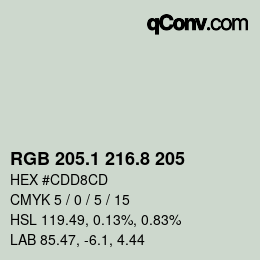 カラーコード: RGB 205.1 216.8 205 | qconv.com