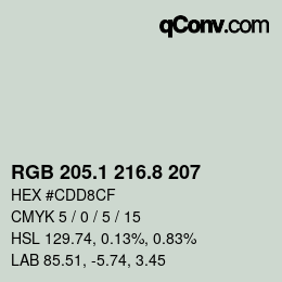 Color code: RGB 205.1 216.8 207 | qconv.com