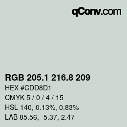 Código de color: RGB 205.1 216.8 209 | qconv.com