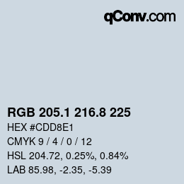 Color code: RGB 205.1 216.8 225 | qconv.com