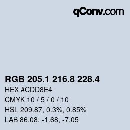 カラーコード: RGB 205.1 216.8 228.4 | qconv.com