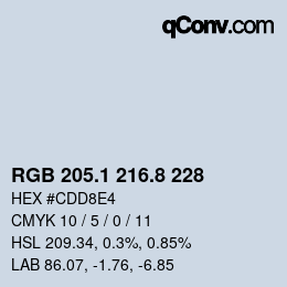 Color code: RGB 205.1 216.8 228 | qconv.com