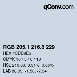 Color code: RGB 205.1 216.8 229 | qconv.com