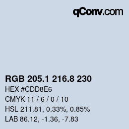 Color code: RGB 205.1 216.8 230 | qconv.com