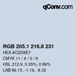 Color code: RGB 205.1 216.8 231 | qconv.com