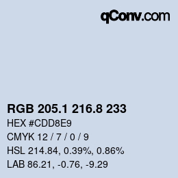 Código de color: RGB 205.1 216.8 233 | qconv.com