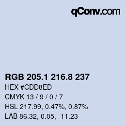 カラーコード: RGB 205.1 216.8 237 | qconv.com