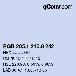Color code: RGB 205.1 216.8 242 | qconv.com