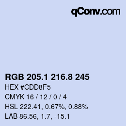 Código de color: RGB 205.1 216.8 245 | qconv.com