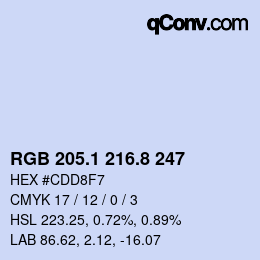 カラーコード: RGB 205.1 216.8 247 | qconv.com