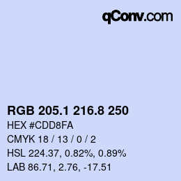 Código de color: RGB 205.1 216.8 250 | qconv.com
