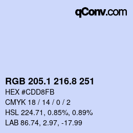 Código de color: RGB 205.1 216.8 251 | qconv.com
