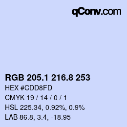 Color code: RGB 205.1 216.8 253 | qconv.com